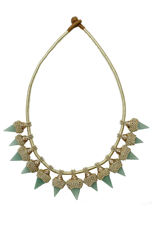 Mayabazaar 'Statement' Handwrapped Jade Cornetto Necklace - Image 3