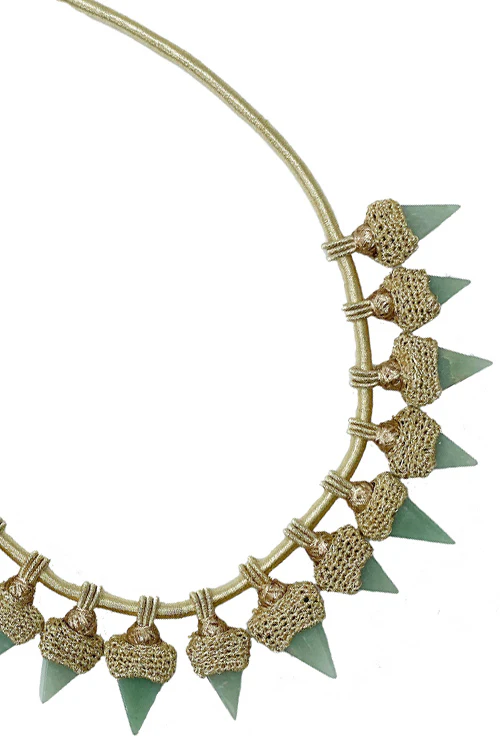 Mayabazaar 'Statement' Handwrapped Jade Cornetto Necklace - Image 4