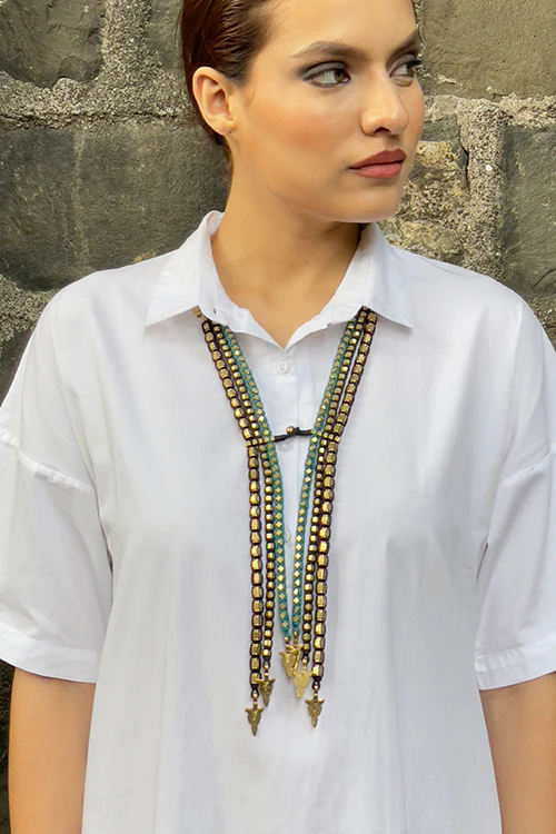 Mayabazaar 'Statement' Temple Dawn Tie Necklace-1 - Image 4