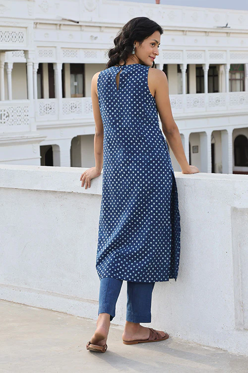 Okhai 'Melange' Hand Block Printed Pure Cotton Kurta - Image 5