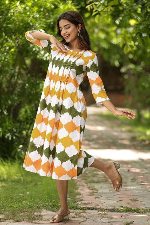 SootiSyahi'MetallicMystery'BlockPrintedCotton Dress - Image 5