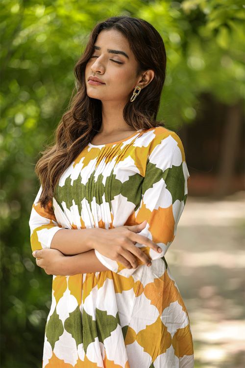 SootiSyahi'MetallicMystery'BlockPrintedCotton Dress - Image 6