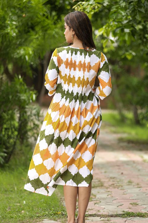 SootiSyahi'MetallicMystery'BlockPrintedCotton Dress - Image 7