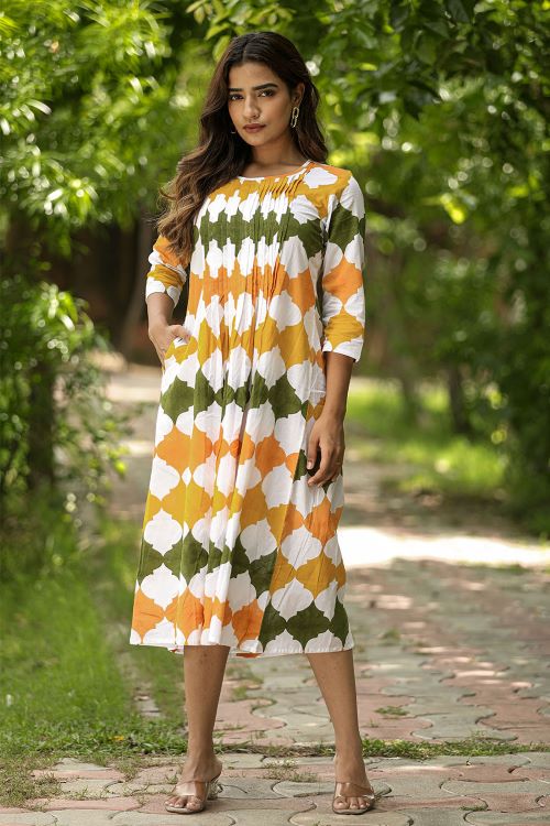 SootiSyahi'MetallicMystery'BlockPrintedCotton Dress - Image 8