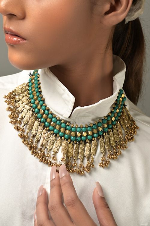 Miharu Aria Brass Beaded Necklace - Image 3