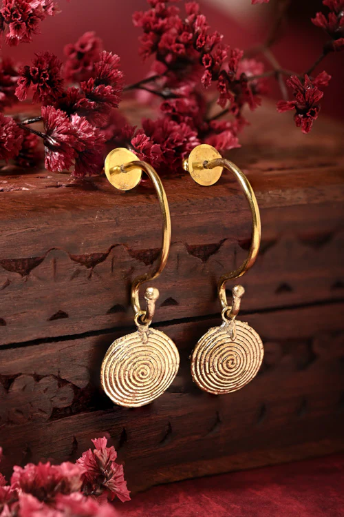 Miharu Dhokra Half Round Dangler - Image 2