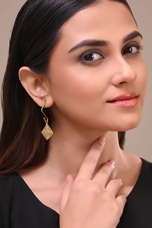 Miharu Noor Dokra Teardrop Earrings - Image 2