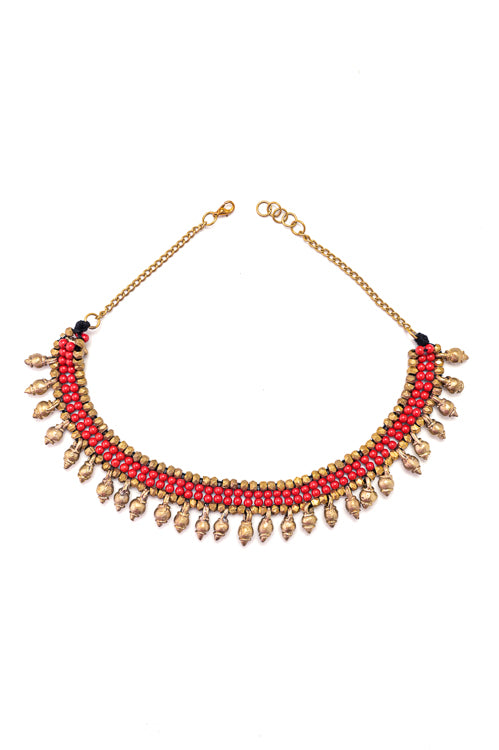 Miharu Divyanshi Coral Beaded Antique Choker - Image 4