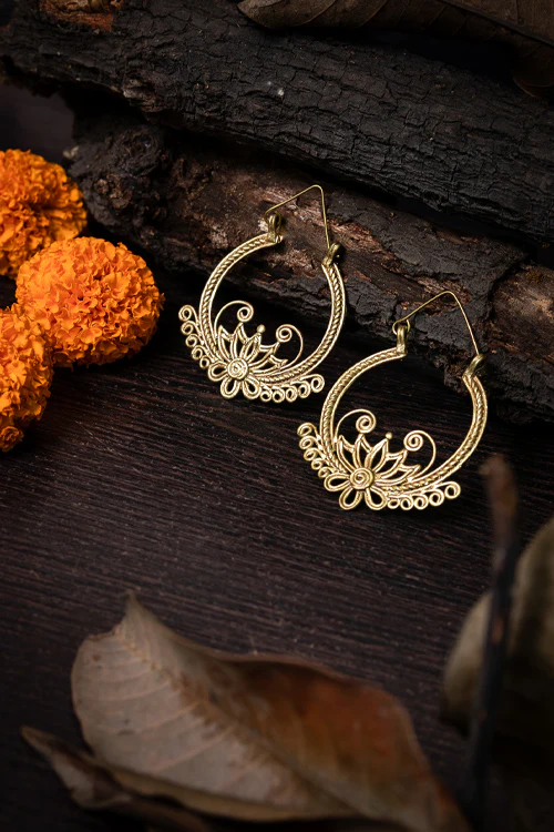 Miharu Dokra Flower Bali Earrings - Image 5