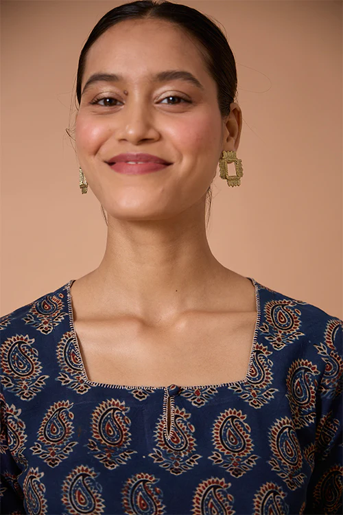 Miharu Dokra Rhombus Stud Earrings - Image 3