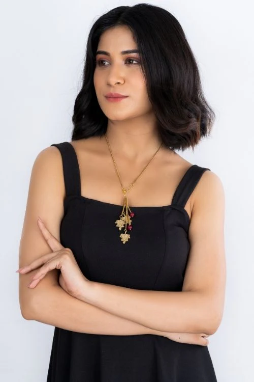 Miharu Dokra Triangle Brass Chain Necklace - Image 4