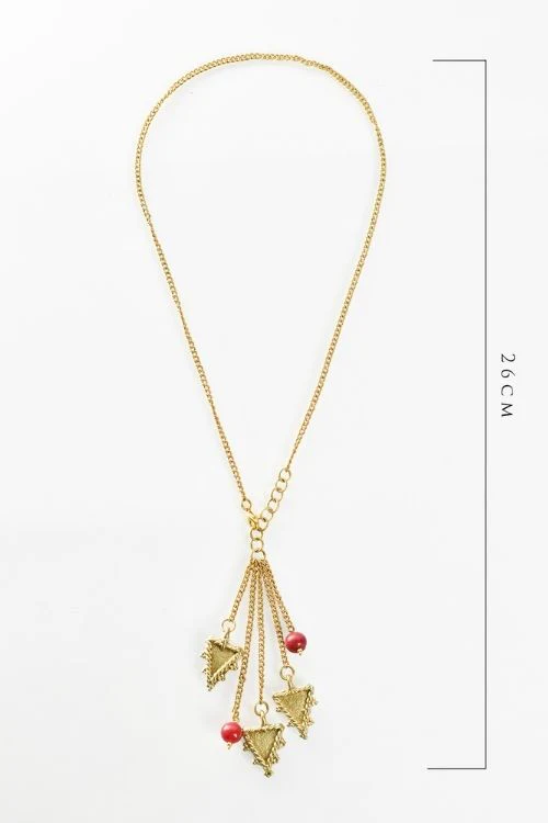 Miharu Dokra Triangle Brass Chain Necklace - Image 6