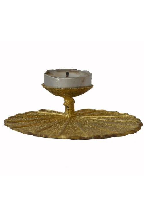 Miharu Dhokra Lotus Leaf Candle Stand - Image 3