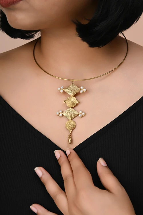 Miharu Saachi Hasuli Dokra Necklace - Image 3