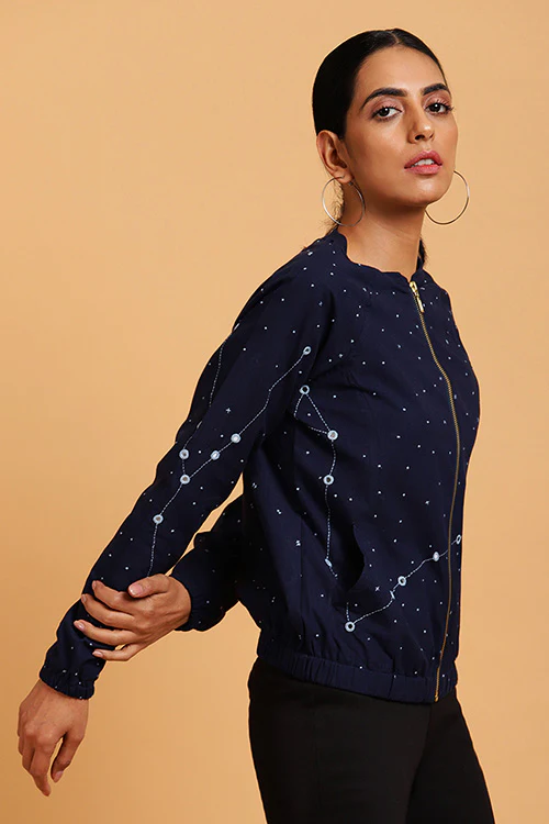 Okhai 'Moonlight' Embroidered Cotton Bomber Jacket - Image 4