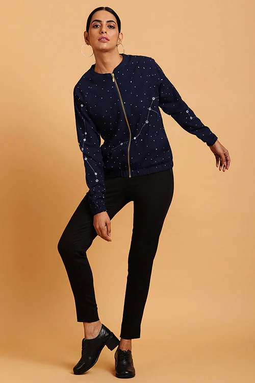 Okhai 'Moonlight' Embroidered Cotton Bomber Jacket - Image 5