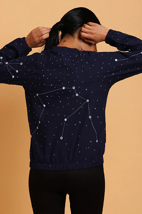 Okhai 'Moonlight' Embroidered Cotton Bomber Jacket - Image 6