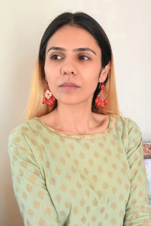 Mirror Earring with Ruby Stone - Image 3