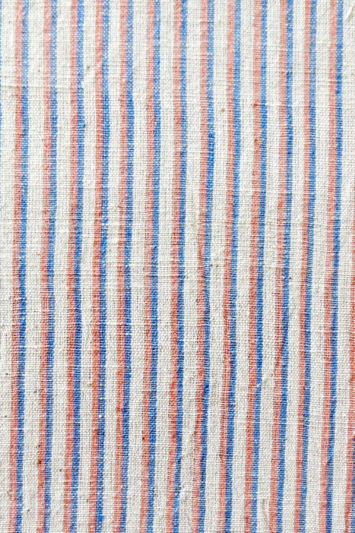 Moralfibre 100% Cotton Handspun Pink & Blue Multi Stripe Fabric (0.50 mtr ) - Image 2