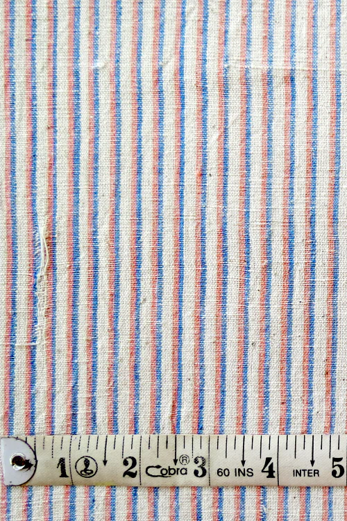Moralfibre 100% Cotton Handspun Pink & Blue Multi Stripe Fabric (0.50 mtr ) - Image 3