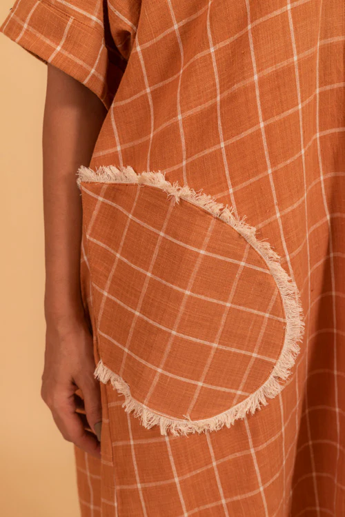 Moralfibre Beach Dress With Patch Pockets In Check Fabric From "Shapes Collection " - Image 3