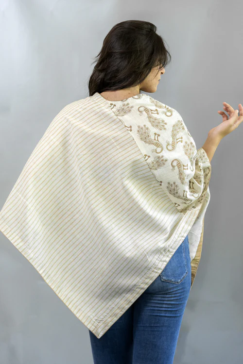 Moralfibre Golden Peacock Multi Pattern Poncho - Image 3