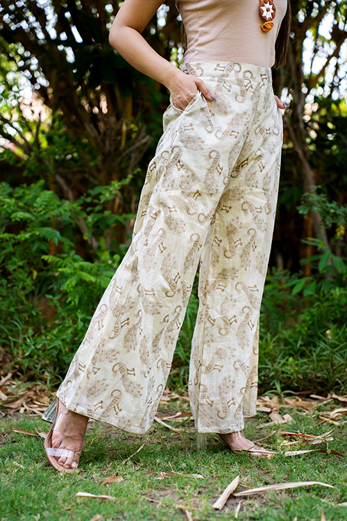 Moralfibre Golden Peacock Plazo In Layered Muslin - Image 3