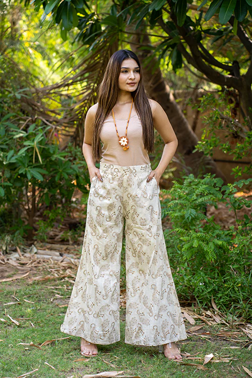 Moralfibre Golden Peacock Plazo In Layered Muslin - Image 4