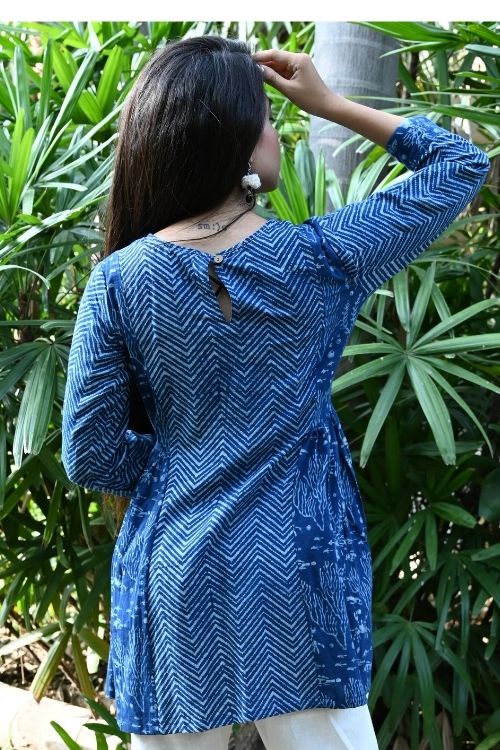 Moralfibre' Natural Indigo Printed Girls Boho Top - Image 4