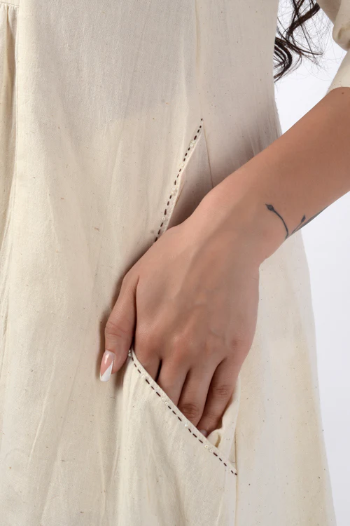 Moralfibre Offwhite Pearl String Dress - Image 6