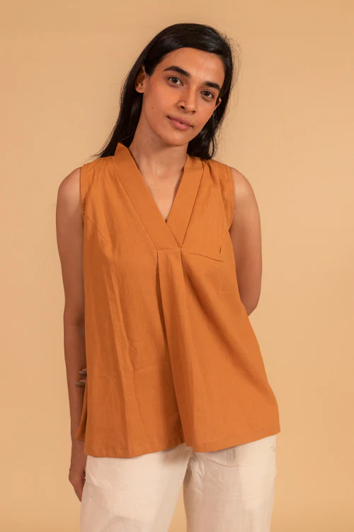 Moralfibre Over Lapping V Neck Incut Sleeve Top From "Shapes Collection "