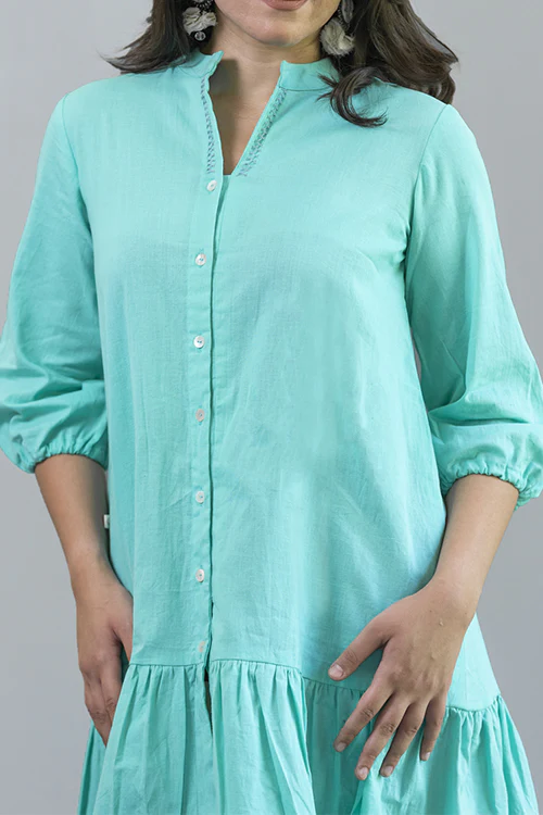 Moralfibre Sea Green Short Dress With Flair - Image 6