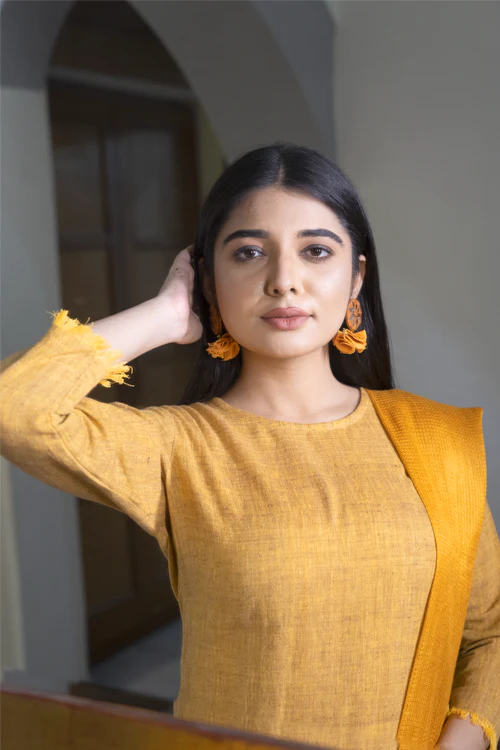 Moralfibre Shades Of Yellow Yarn Dyed Raw Edged Tunic - Image 5