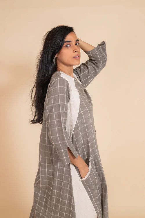 Moralfibre Side Kali Dress In Checks And Kora Fabric From "Shapes Collection " - Image 2