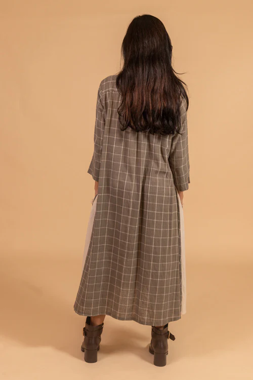 Moralfibre Side Kali Dress In Checks And Kora Fabric From "Shapes Collection " - Image 3