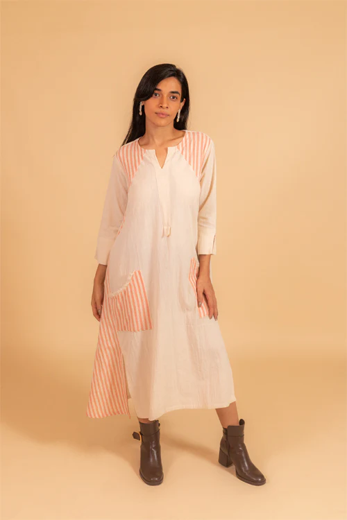 Moralfibre Side Kali Dress In Stripes And Kora Fabric From "Shapes Collection "