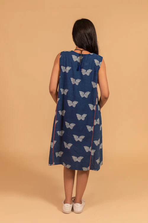 Moralfibre Sleeveless V Neck Dress From "Shapes Collection " - Indigo - Image 3