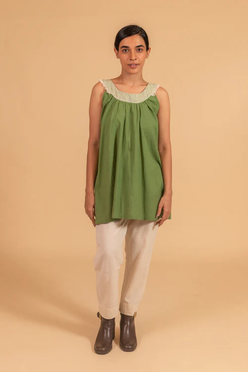 Moralfibre Sleevless Circurlar Top From " Shapes Collection-  Moss Green - Image 2