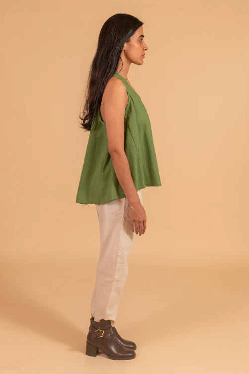 Moralfibre V Neck Incut Sleeves Top With Elasticated Side Panel From "Shapes Collection " - Image 3
