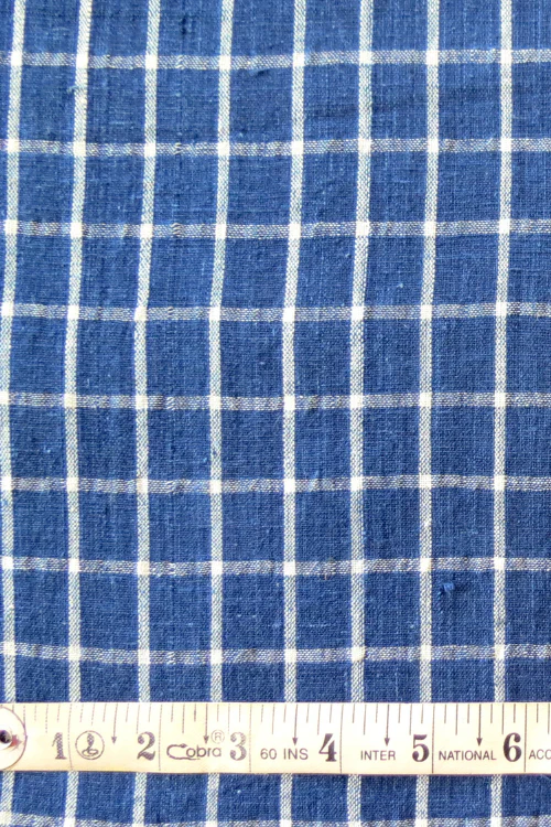 Moralfibre100% Cotton Handspun Natural Indigo Checks Fabric (0.5M) - Image 2