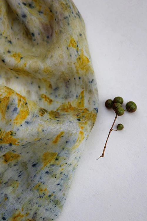 Mulya " KAJAL" Eco Printed Cotton Silk Yardage - Image 3