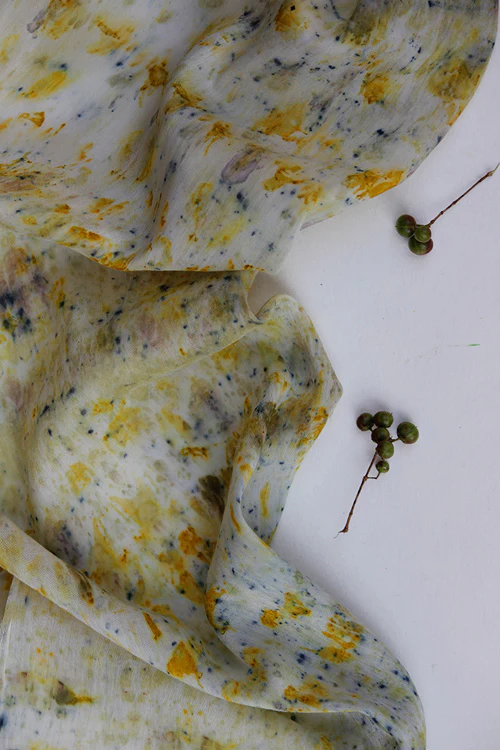 Mulya " KAJAL" Eco Printed Cotton Silk Yardage - Image 5