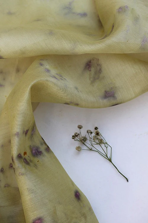 Mulya "Shesham" Eco Printed Chanderi Yardage - Image 3
