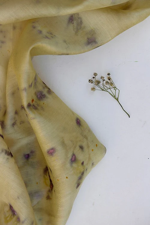 Mulya "Shesham" Eco Printed Chanderi Yardage - Image 4