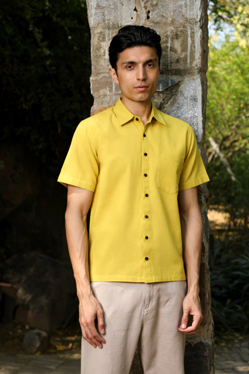 Rangsutra Musafir Mustard Half Sleeve Shirt - Image 2