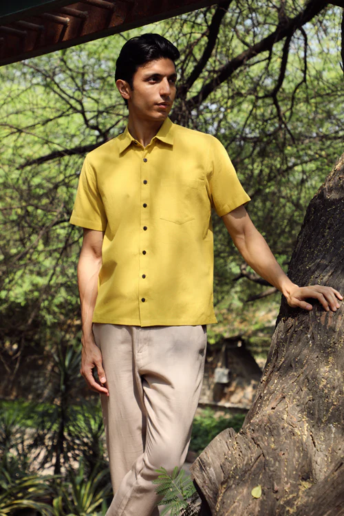 Rangsutra Musafir Mustard Half Sleeve Shirt - Image 5