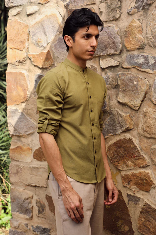 Rangsutra Musafir Olive Full Sleeve Shirt - Image 11