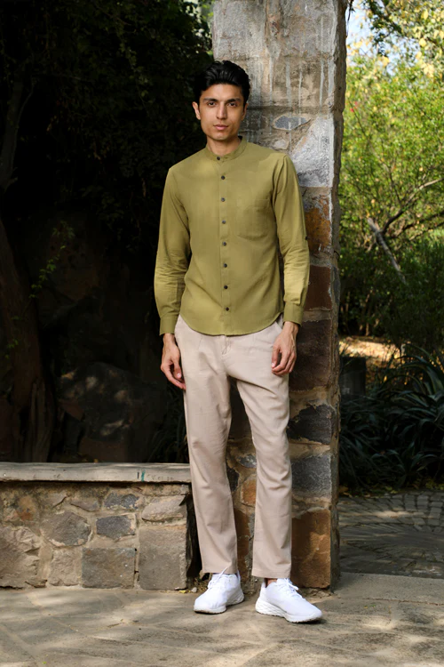 Rangsutra Musafir Olive Full Sleeve Shirt - Image 2
