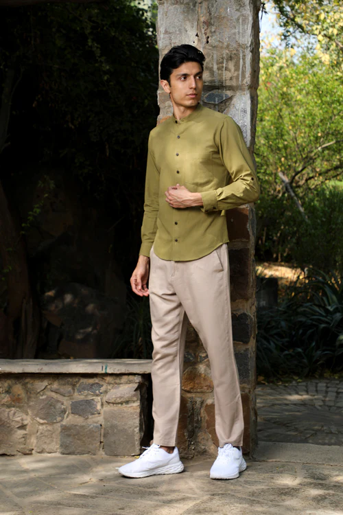 Rangsutra Musafir Olive Full Sleeve Shirt - Image 3