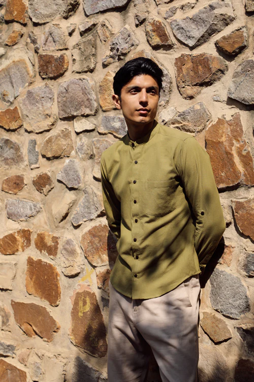 Rangsutra Musafir Olive Full Sleeve Shirt - Image 7